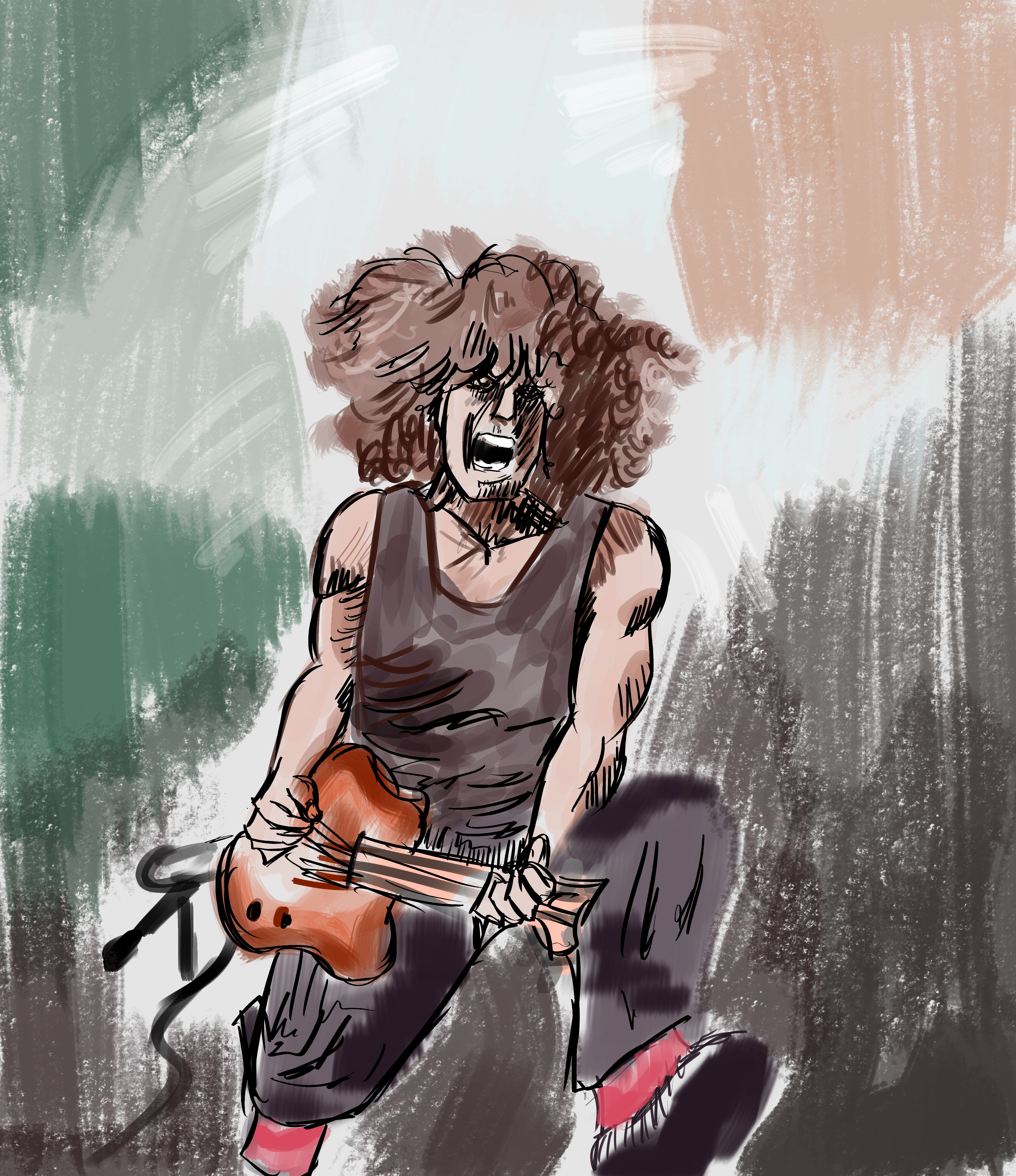 Kenny G is an internationally renowned saxophonist known for his smooth jazz style and incredible 
                    technical skill. This image captures the energy and passion of his performance, showcasing him in a dynamic pose as he passionately 
                    plays his instrument. The wild hair and intense expression reflect his stage presence, while the color strokes in the background add a 
                    sense of movement and rhythm. Known for his iconic sound, Kenny G’s music transcends genres and has captivated audiences around the world. 
                    This artwork beautifully encapsulates his artistic spirit and connection to music.