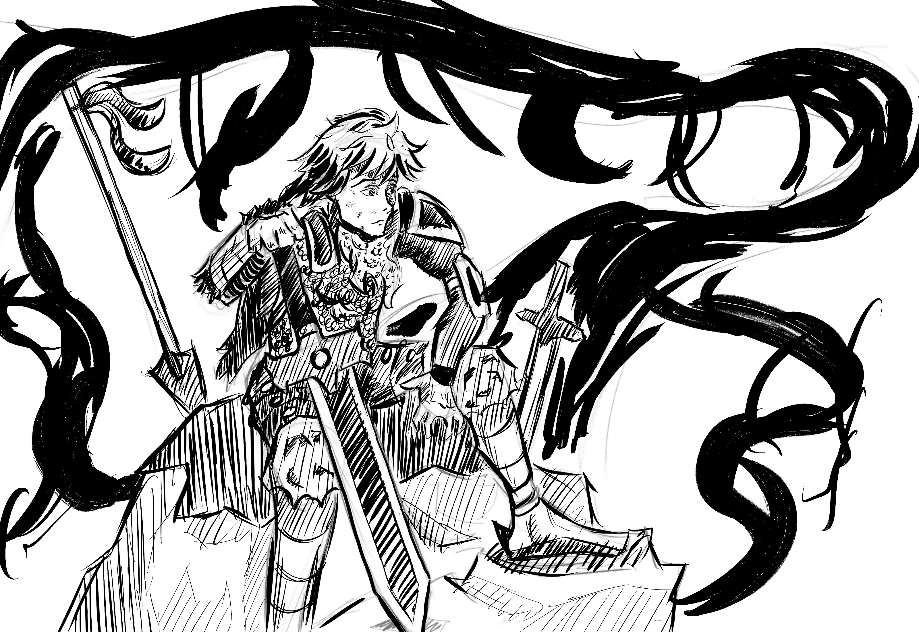 Digital sketch in the style of Kim Jung Gi